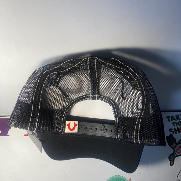 NWT TRUE RELIGION Black Buddha Logo Snapback Trucker Cap hat OSFM - Picture 5 of 11